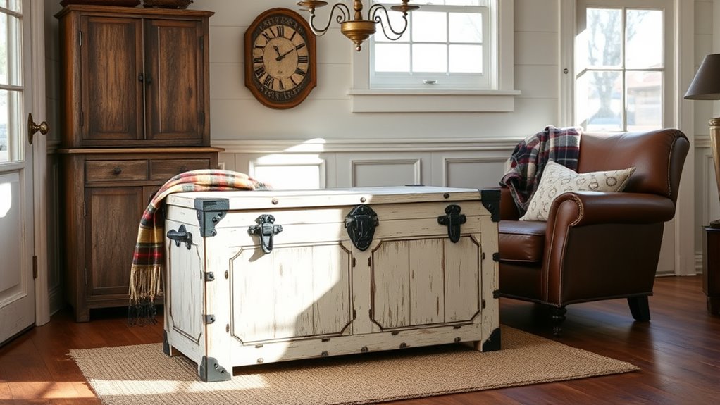 charming farmhouse storage trunks