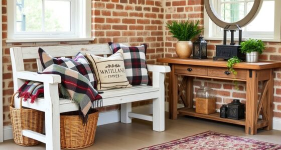 charming rustic entry benches