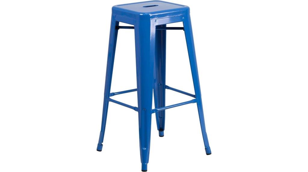commercial blue metal barstool