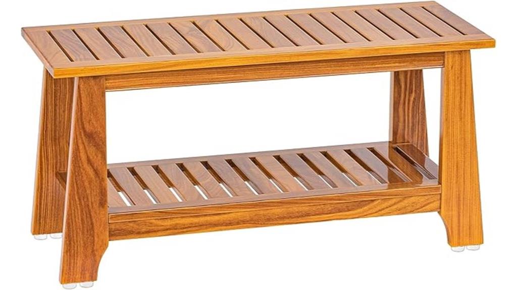 commercial teak shower bench