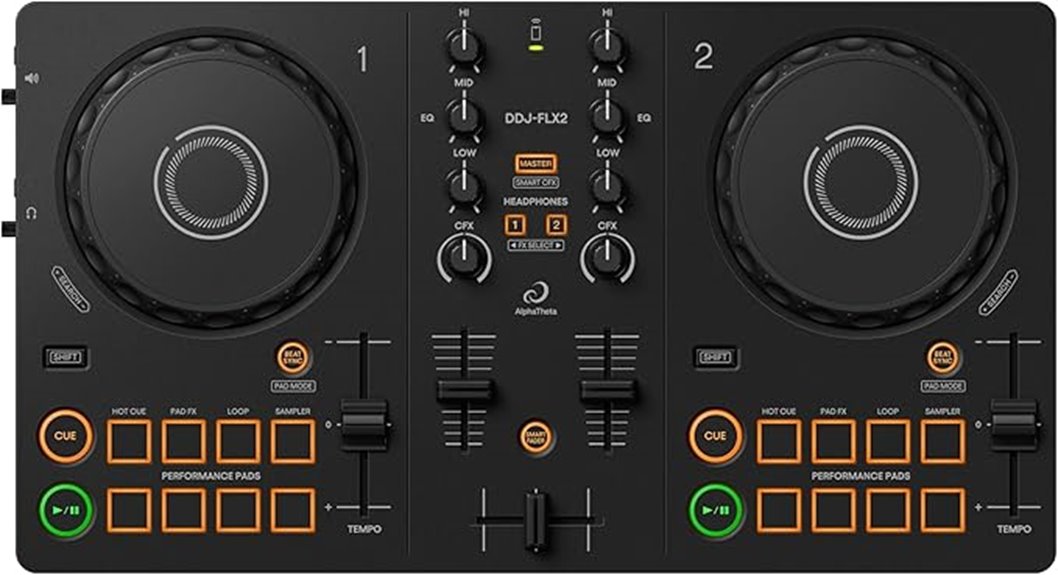 compact 2 channel dj controller