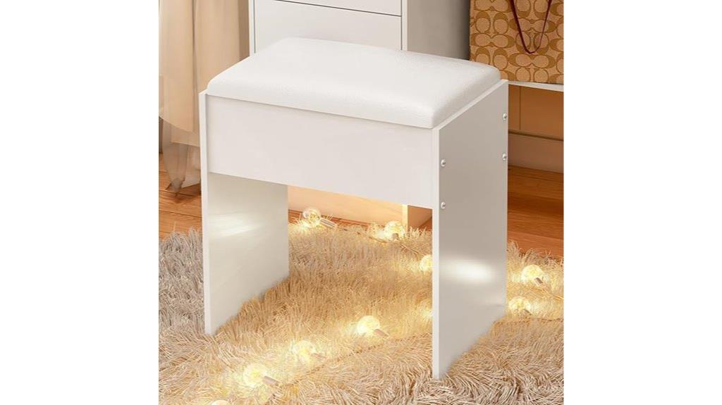 cushioned 16 inch vanity stool