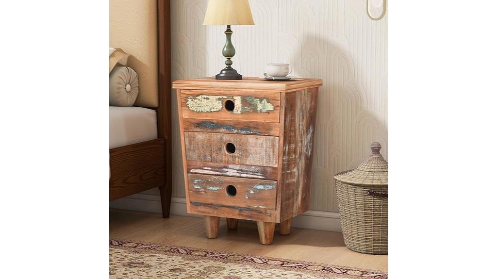 cyan recycled wood nightstand