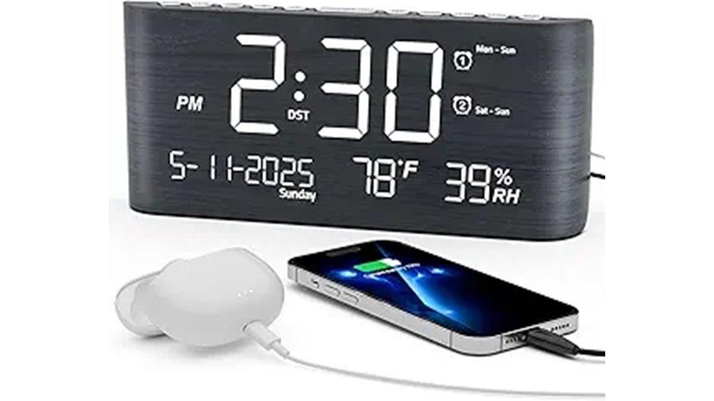 digital clock with dual alarms