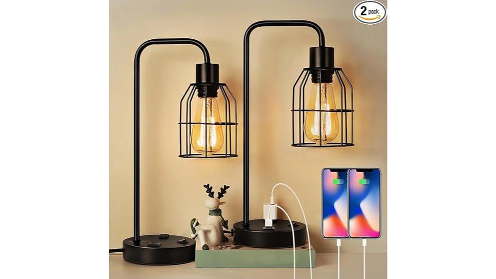 dual bedside lamps with usb