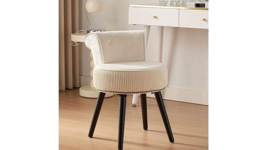 elegant white velvet stool
