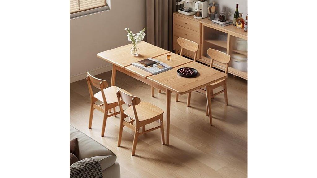 extendable solid wood dining table