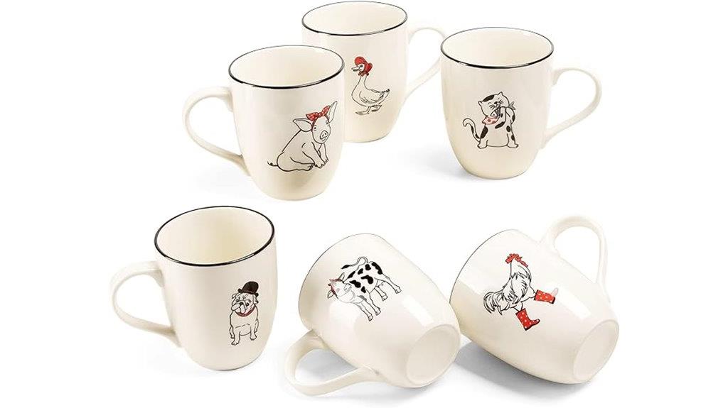 farmhouse animal mug set