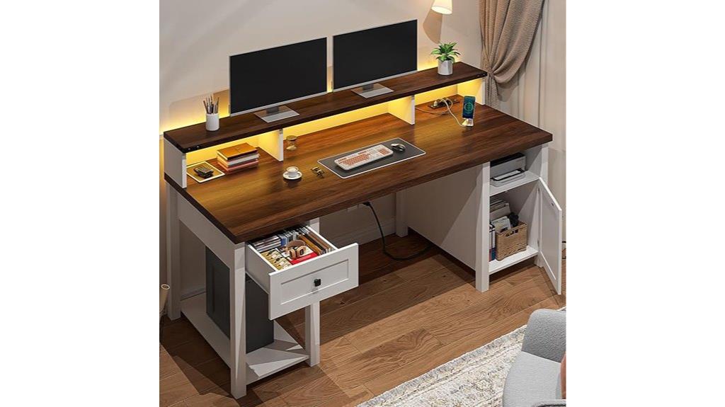 farmhouse desk with outlets