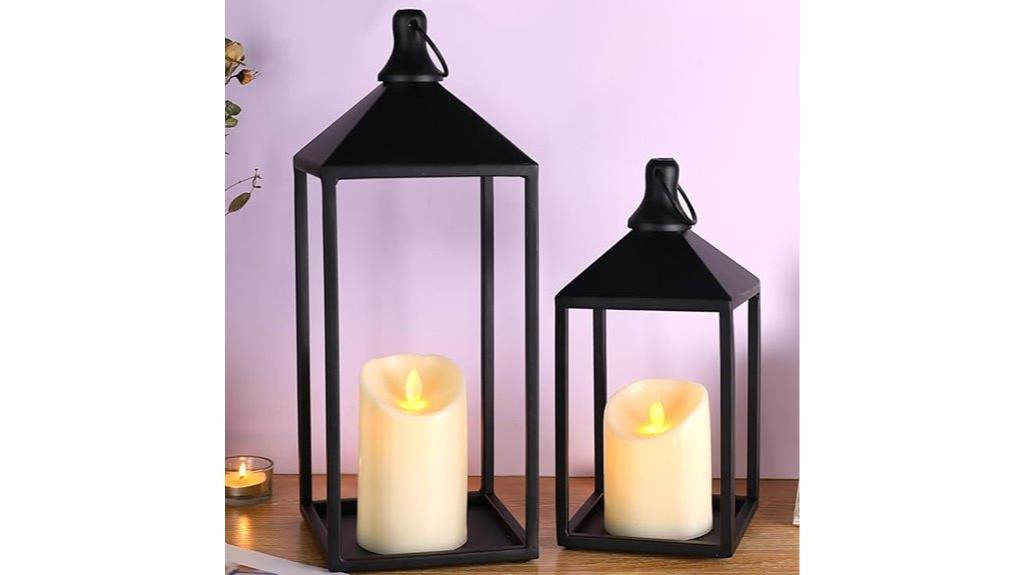 farmhouse lanterns with candles