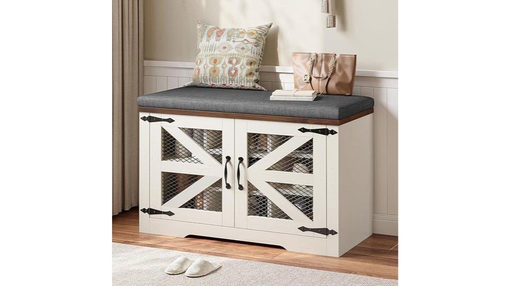 farmhouse shoe storage bench