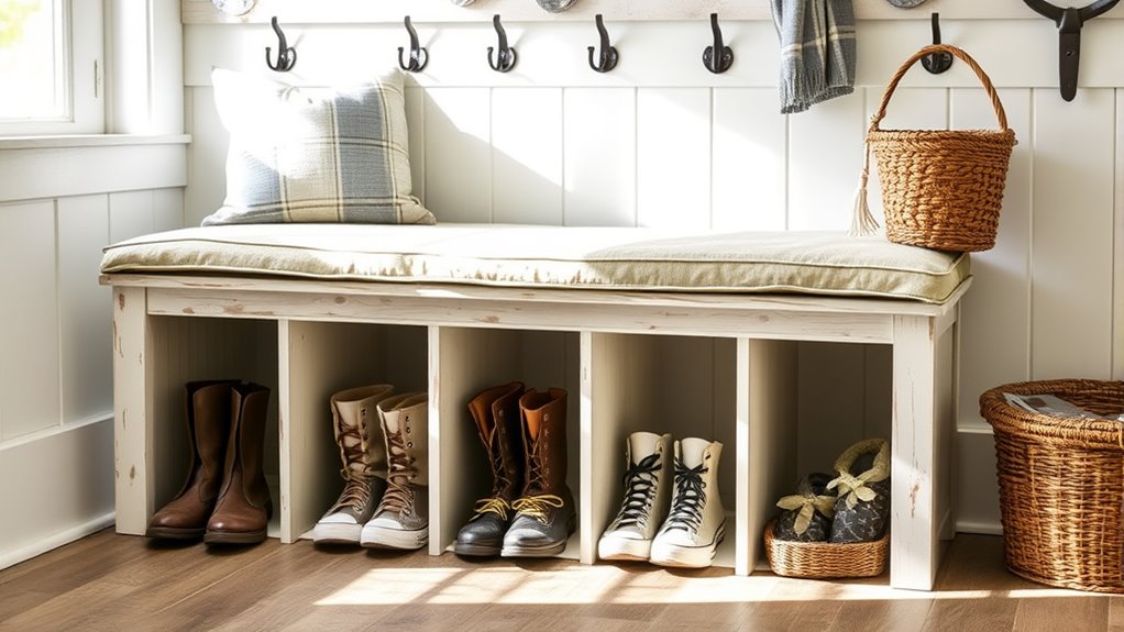 farmhouse shoe storage benches