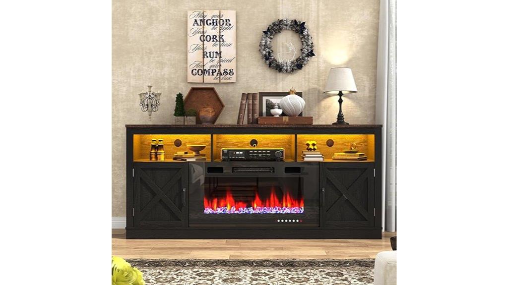 farmhouse tv stand with fireplace