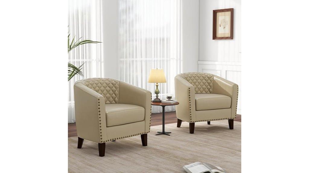 faux leather barrel chairs