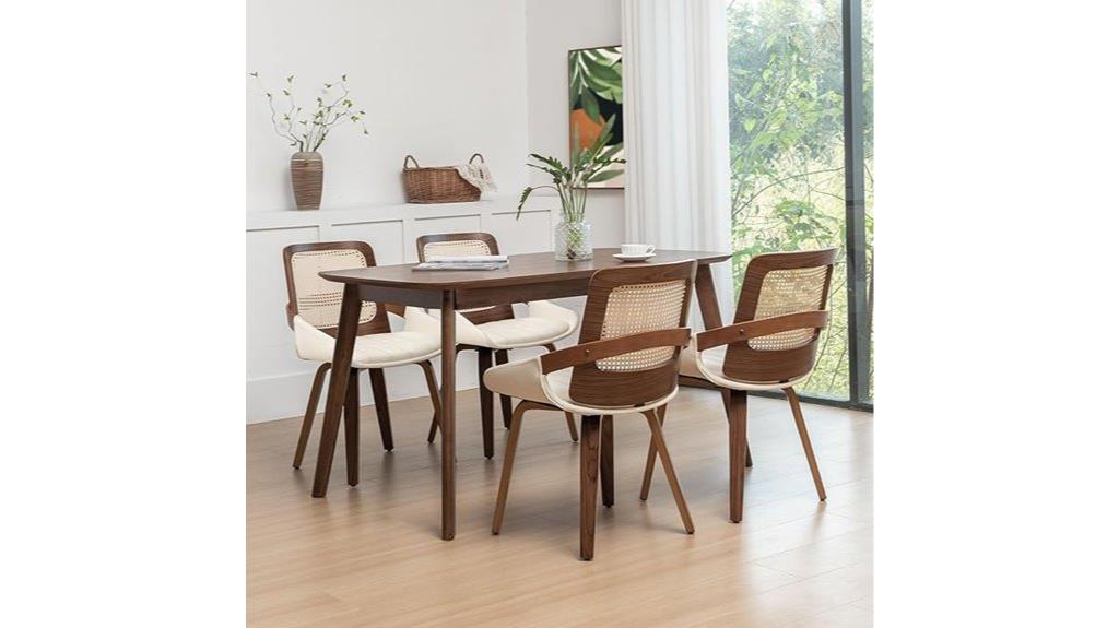 four faux leather dining chairs