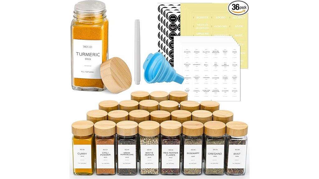 glass spice jar set