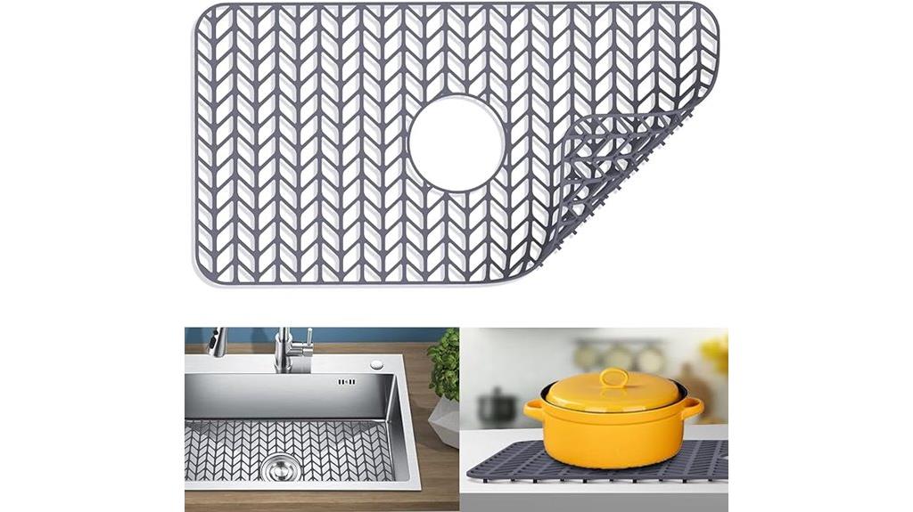 gray silicone sink mat
