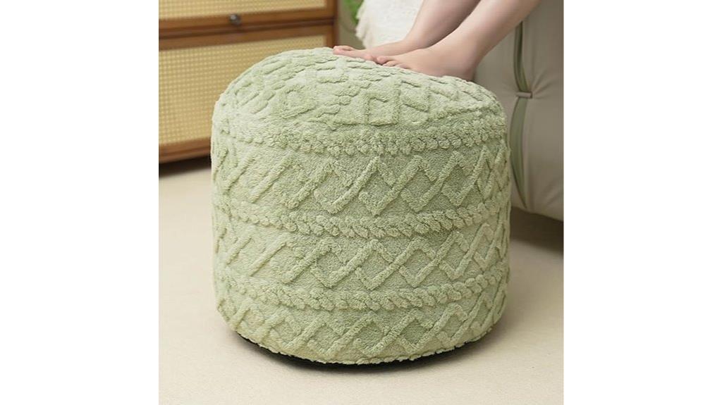 green faux fur ottoman