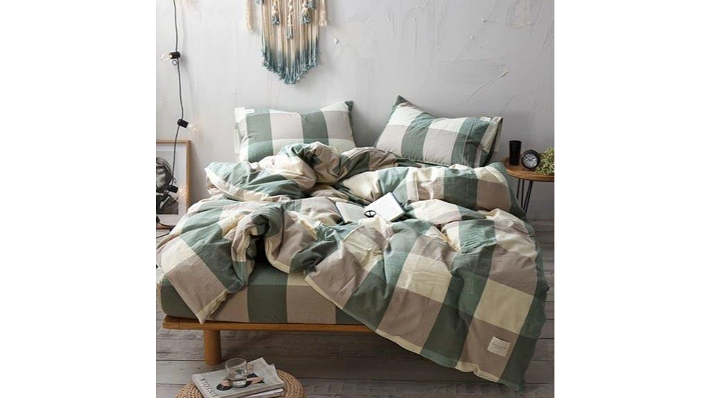 green khaki cotton bedding