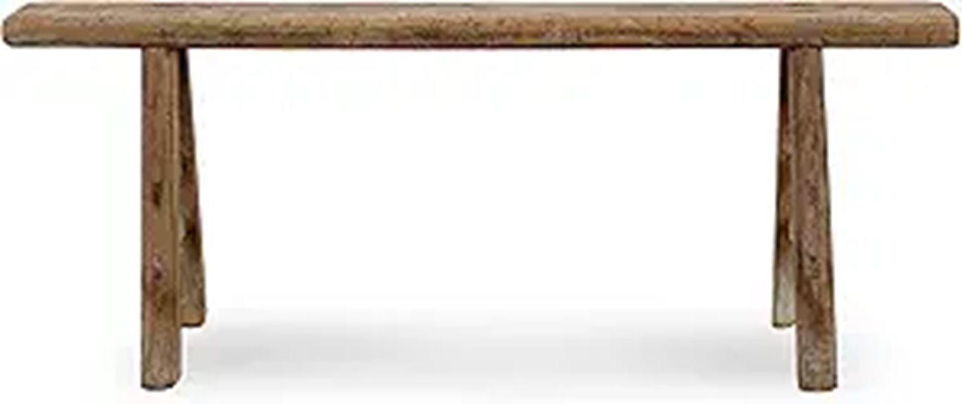 handcrafted wooden entry bench