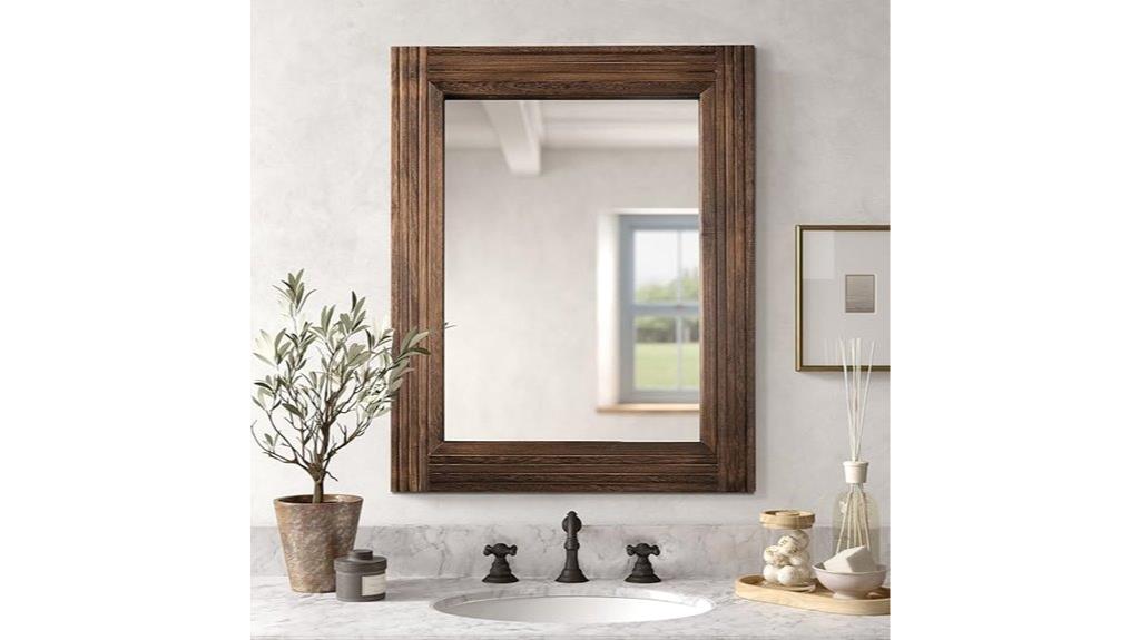 handmade wooden bathroom mirror