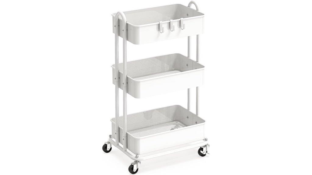 heavy duty white rolling cart