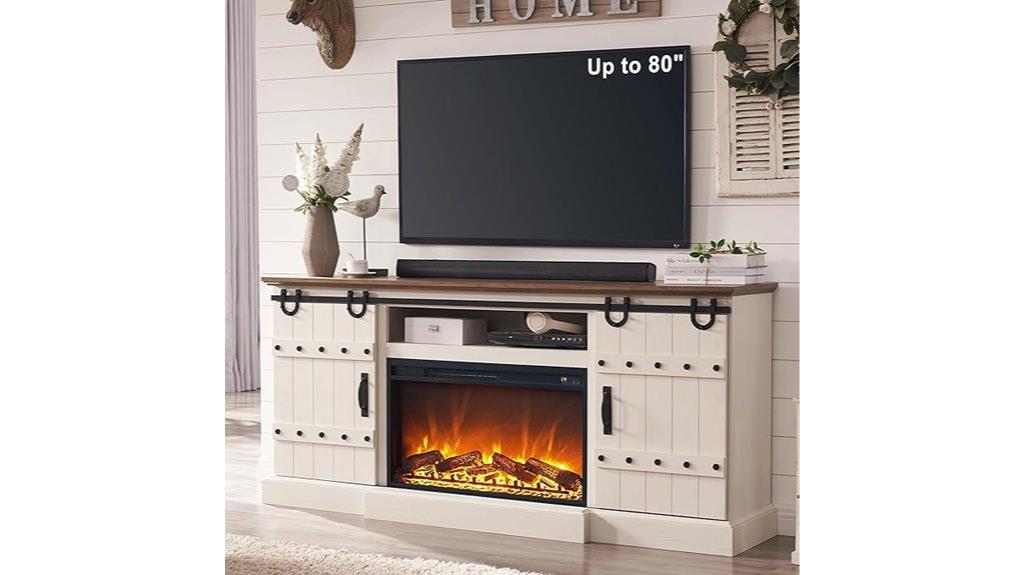 large tv stand with fireplace