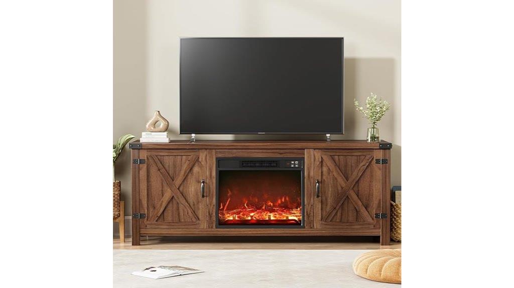 large tv stand with fireplace
