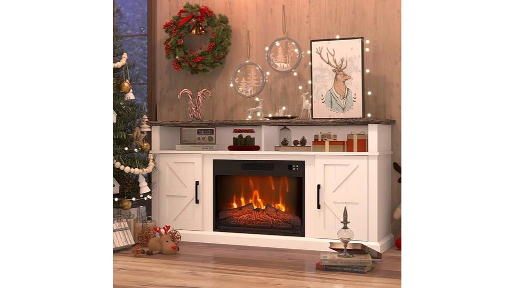 large tv stand with fireplace