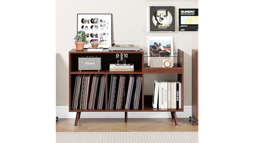 large walnut record stand