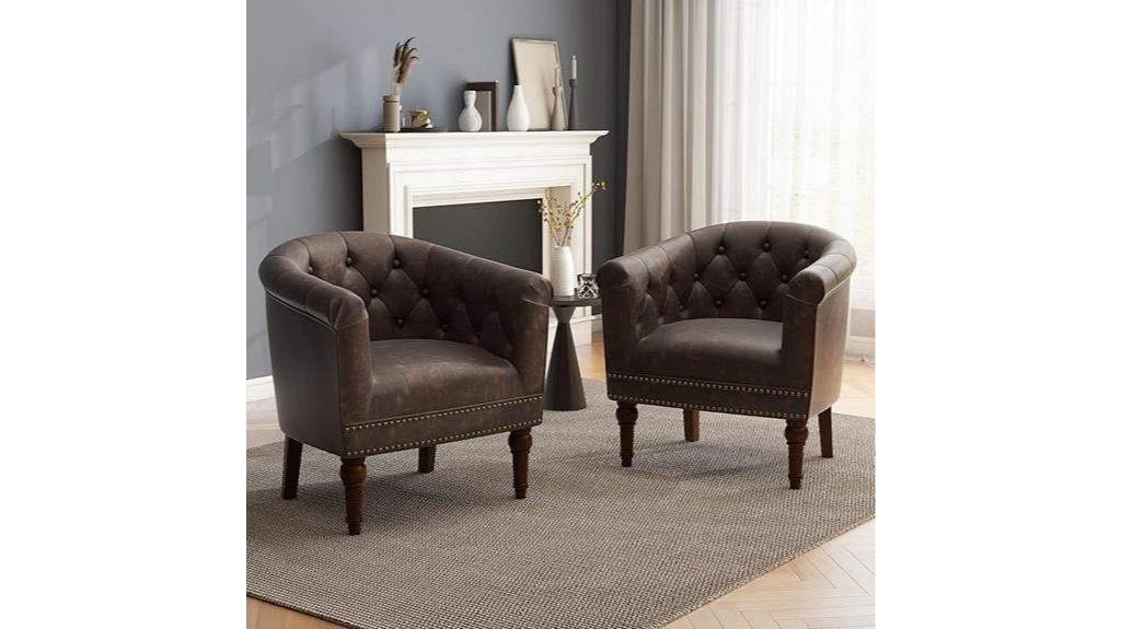 leather barrel club chairs