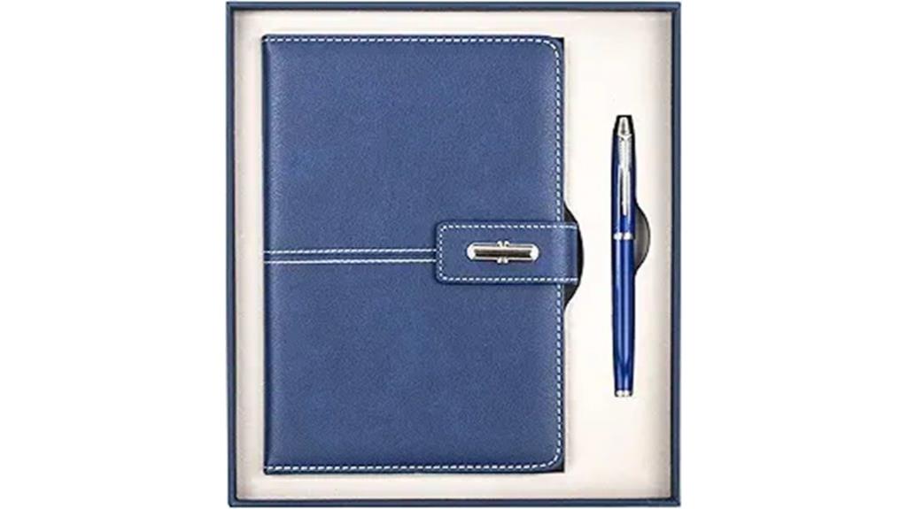 leather notebook and pen set