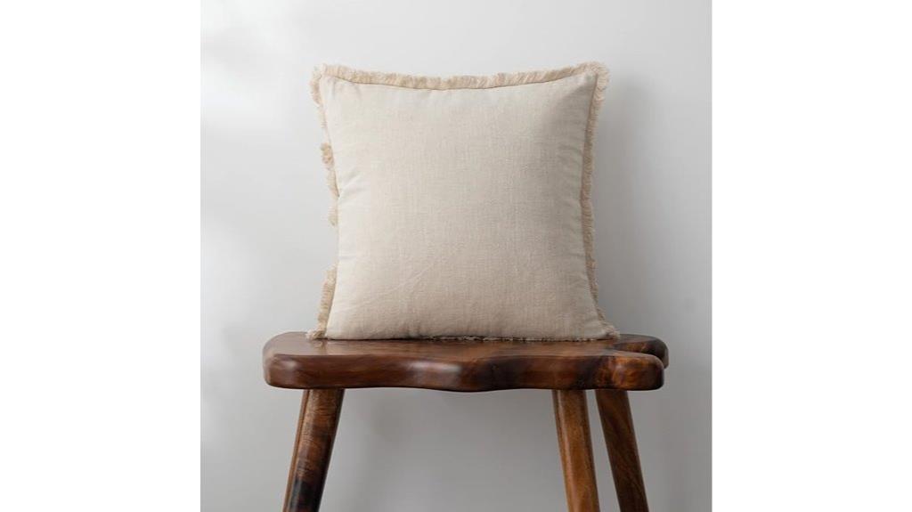 linen 18x18 fringed pillow