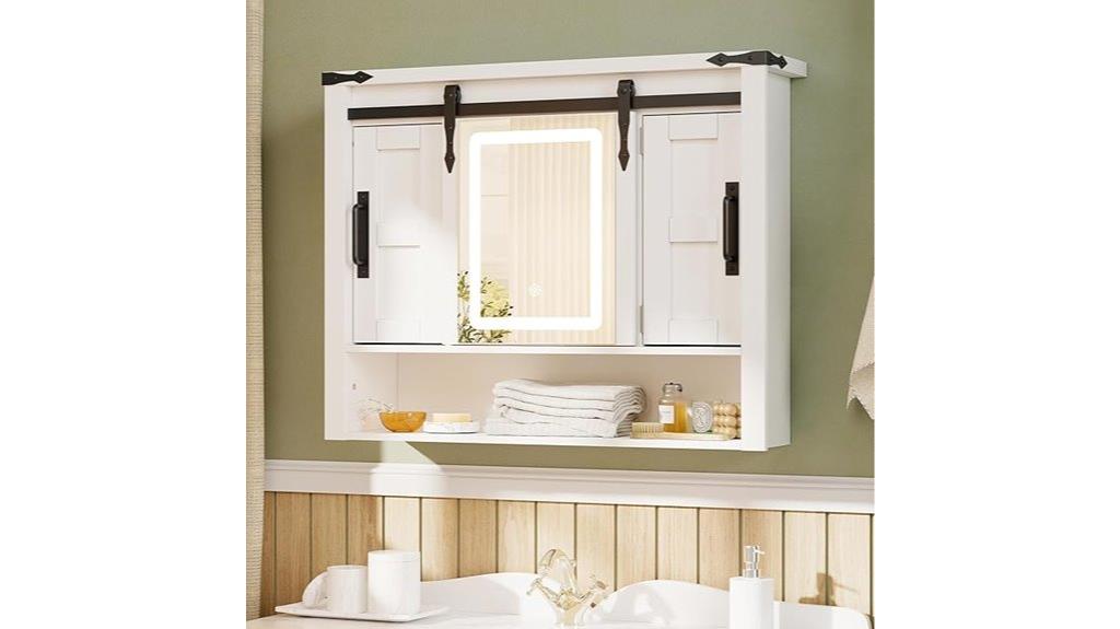 mirror lit bathroom cabinet