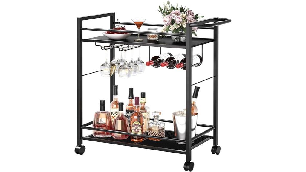 mobile bar cart with shelves