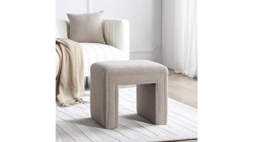modern boucle vanity stool