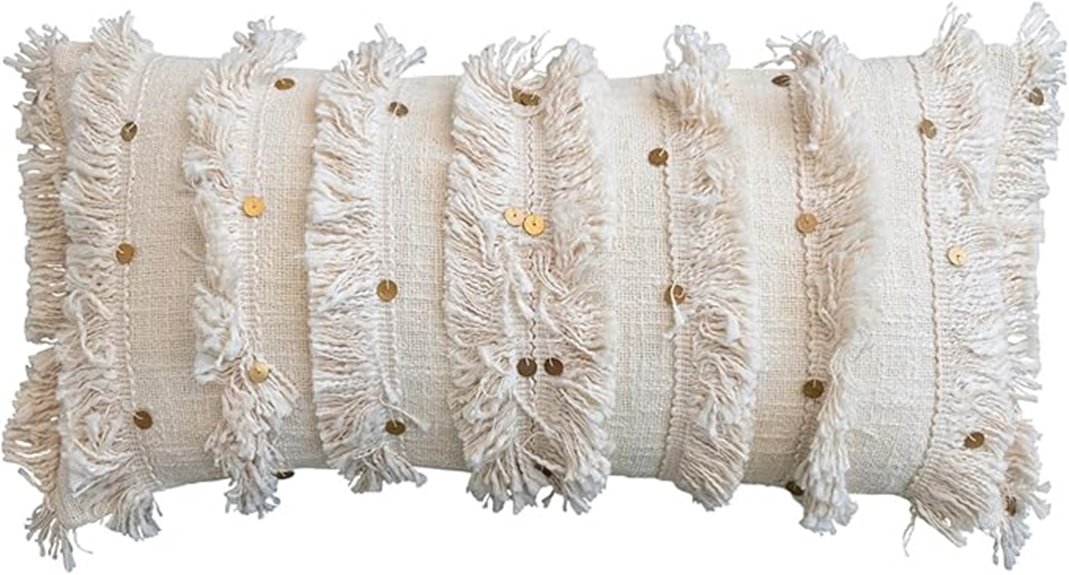 moroccan embellished cotton pillow