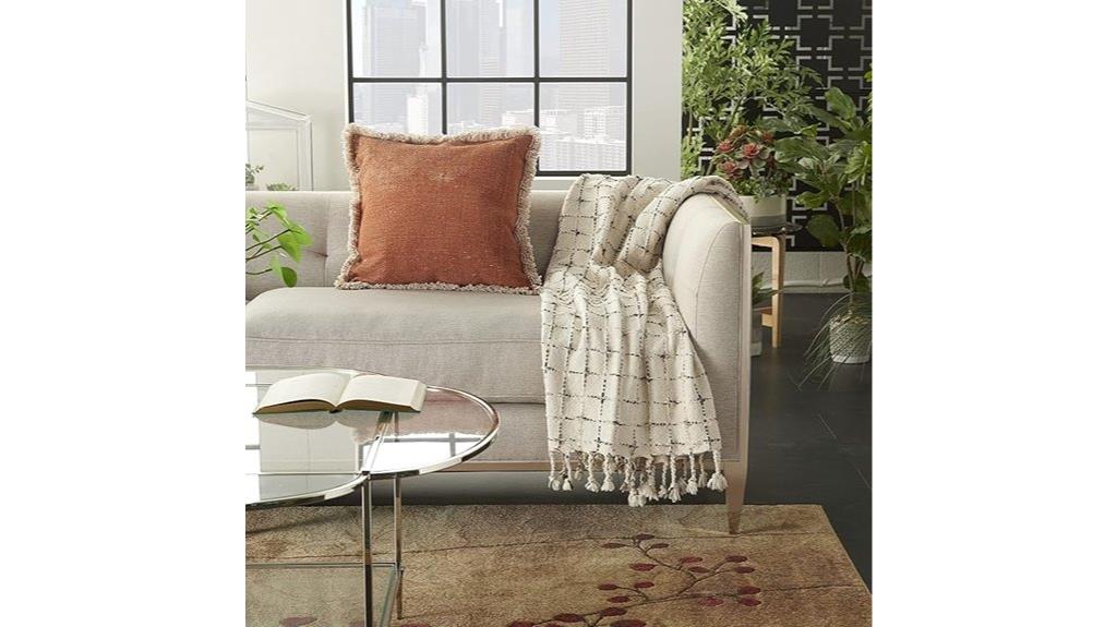 natural woven grid pillow