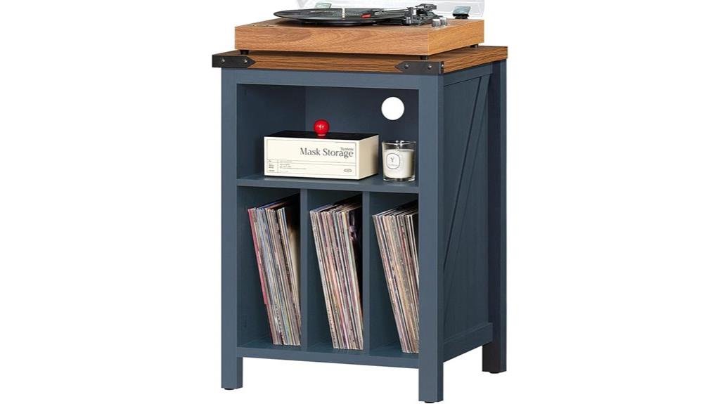 navy vinyl record stand