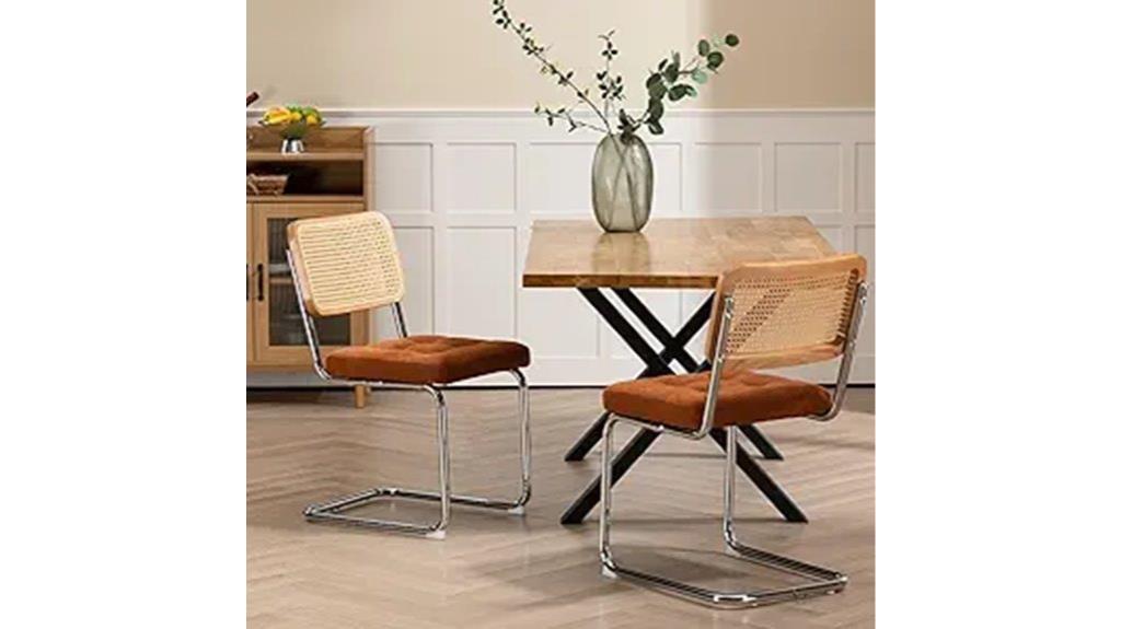 orange cane back chairs