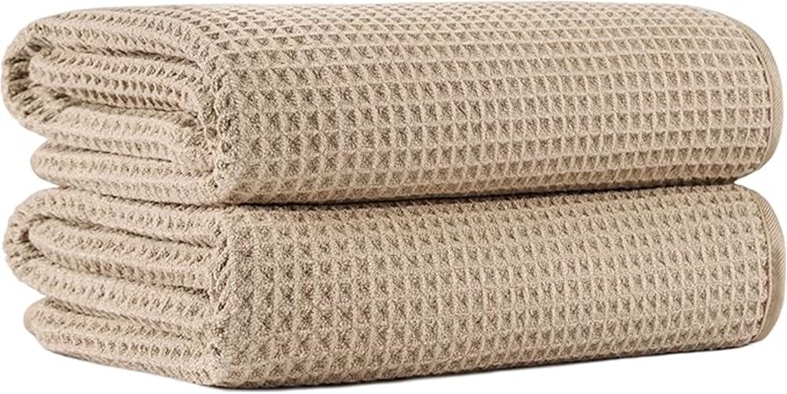 oversized beige microfiber towels