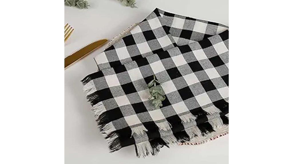 plaid napkin set fringe