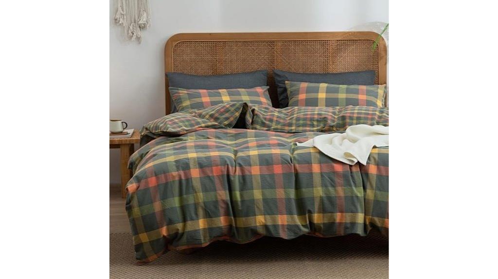 plaid queen duvet set