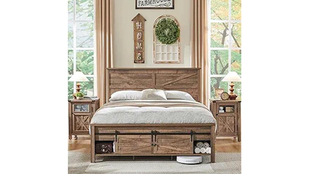 queen farmhouse wood bed