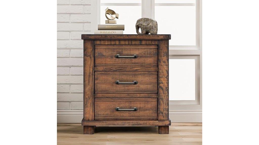 reclaimed wood nightstand with drawers