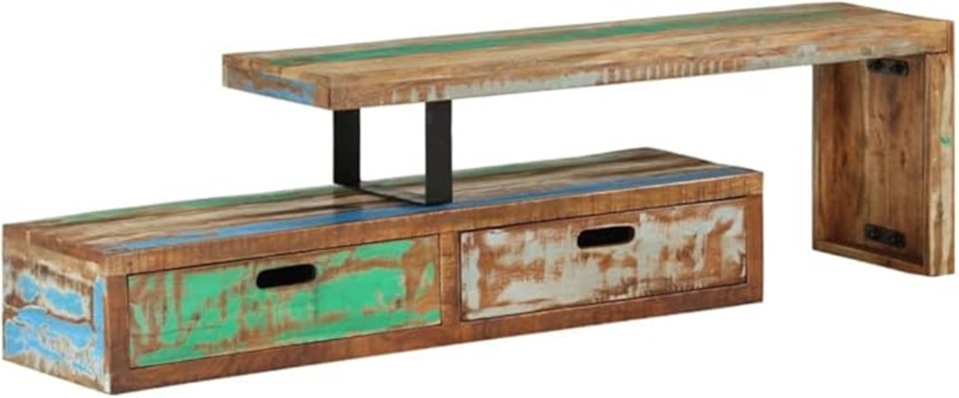reclaimed wood retro tv stand