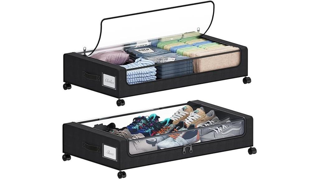 rolling under bed storage bins