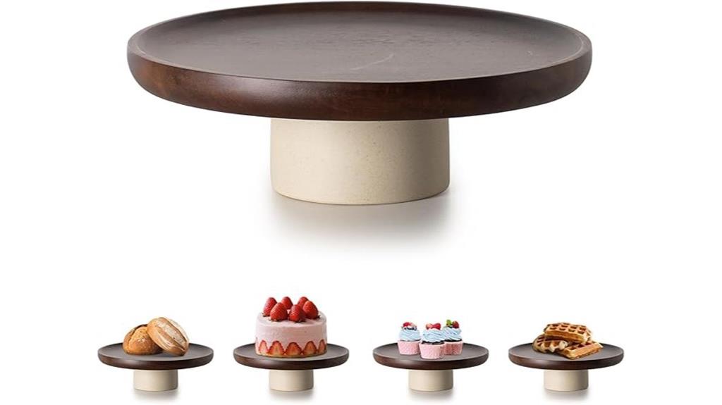 rustic acacia cake stand