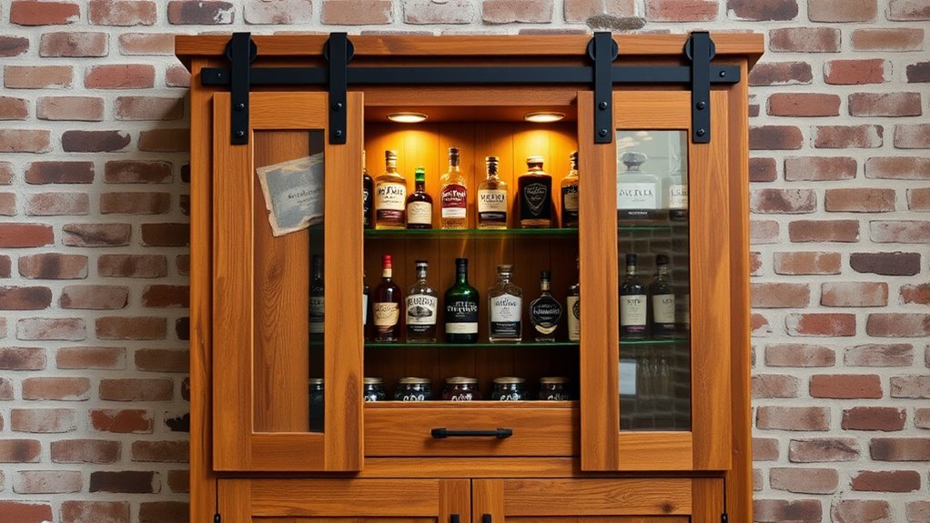 rustic barn door liquor cabinets