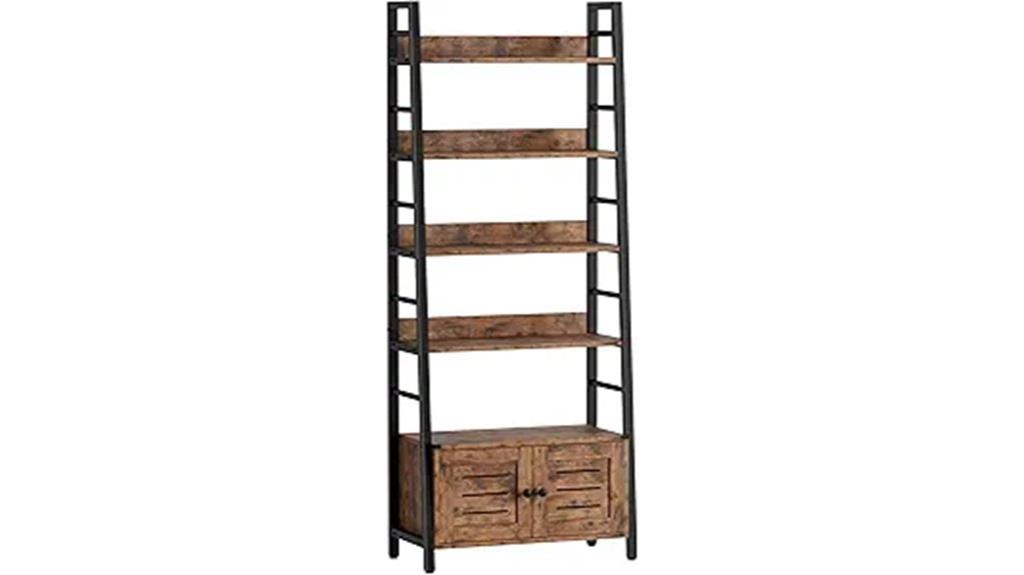 rustic brown louvered bookshelf